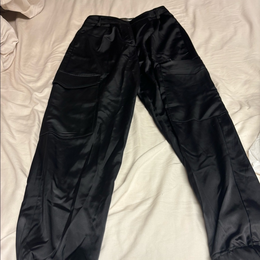 Black shinny cargo pants